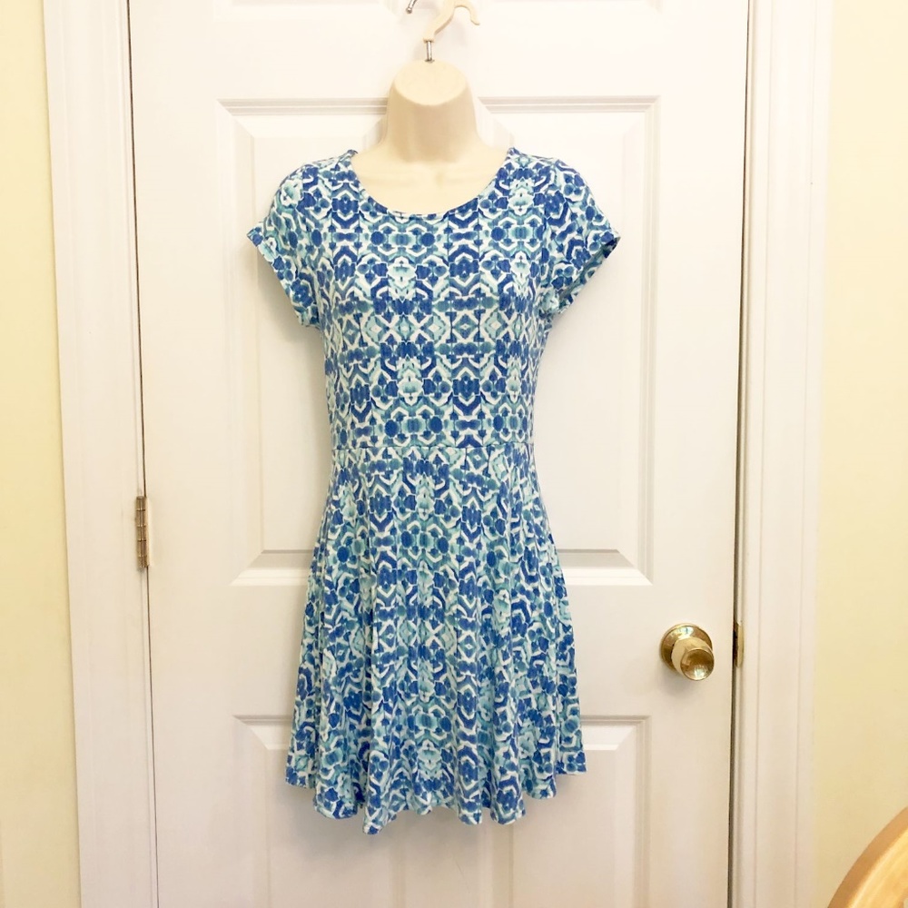 Jersey Knit Dress Blue Aqua White XL Super Comfy